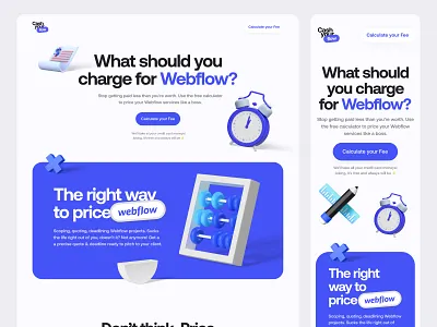Webflow Calculator - Cash Your Flow 3d calculator clean website design cost estimation landing page ui ux web web design webflow webflow calculator website design