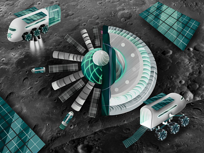 Lunar Medical Centre ambulance concept art hospital illustration medical center medicine moon moon station moon surface moonbase solar panels