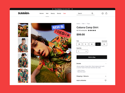 Sunnier – Product Detail Page app design ecommerce page product product page ui ux