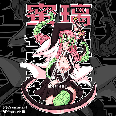 Mitsuri Kanroji anime design fanart graphic design illustration tshirt