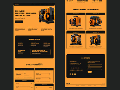 Landing Page Of The Electric Generator black and orange bright colours design digital design engineering gasoline generator generator technical ui ux web design webdesign website