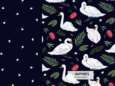 Pattern with swans fabric print illustration pattern design print seamless pattern surface pattern textile design