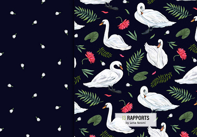Pattern with swans fabric print illustration pattern design print seamless pattern surface pattern textile design