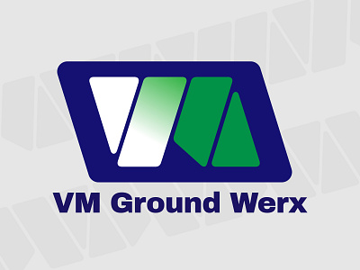 VM Ground Werx Monogram blue branding construction excavation excavator gradient graphic design green logo logo design m monogram v