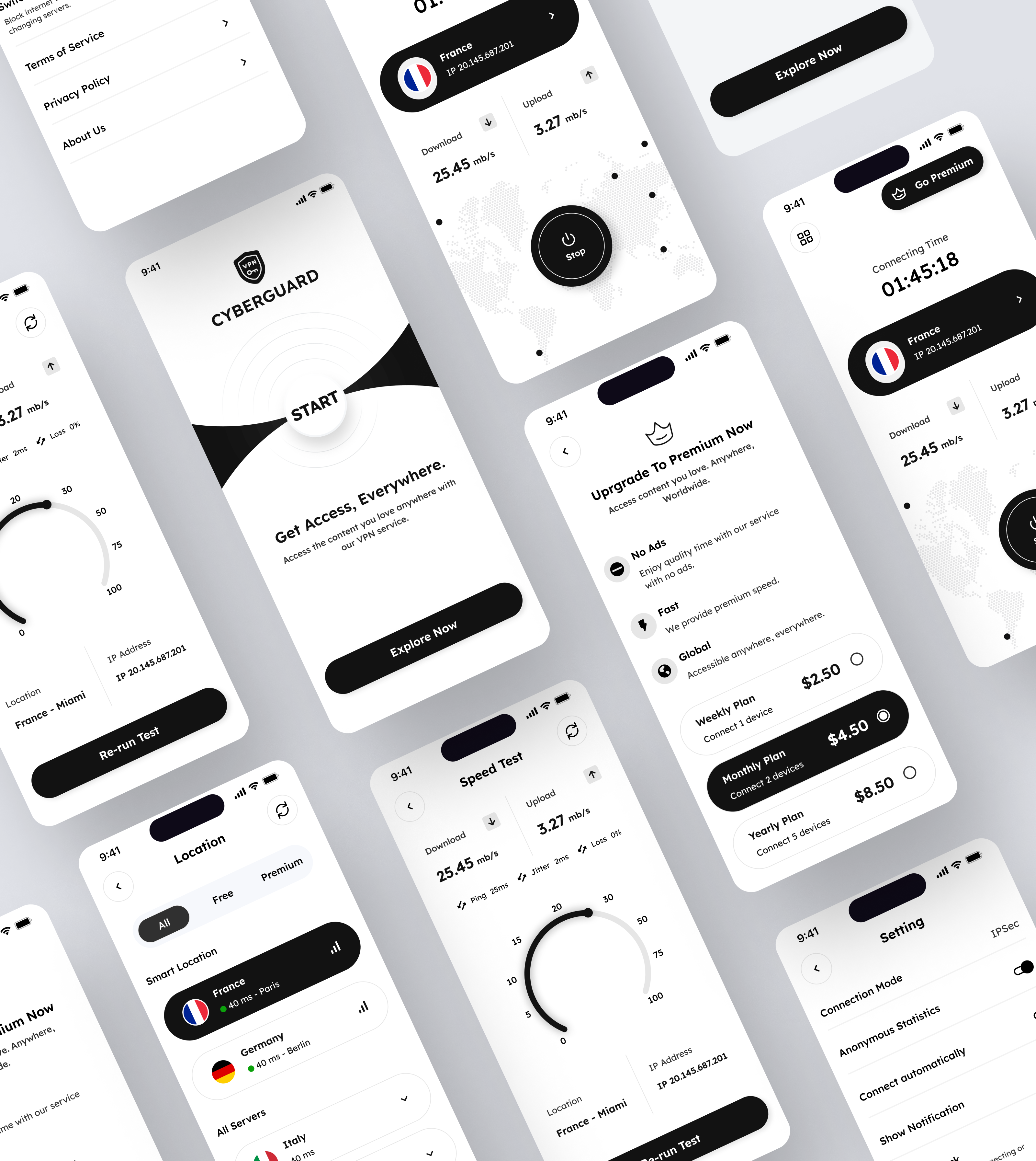 VPN Location Access Provider black and white design mobile design product designer ui ui designer uiux vpn