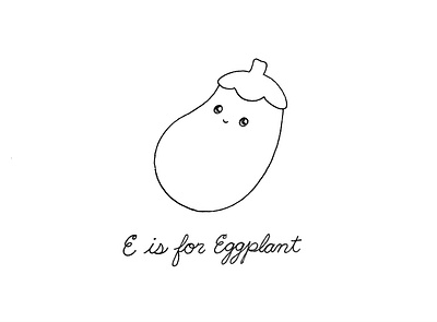 Day 095-365 E is for Eggplant 365project cute eggplant illustration ink kawaii