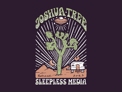 Sleepless Retreat 2023 - Joshua Tree airstream illustration joshua tree retreat rooster sleepless ufo