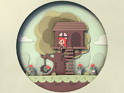 Day 15 - Outpost (Posto Avançado) 3d 3d art 3d illustration cute illustration kawaii paper cut papercut vector