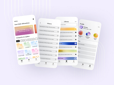 AffirMe - Affirmations Mobile IOS App app design design figma illustration mobiledesign ui vector