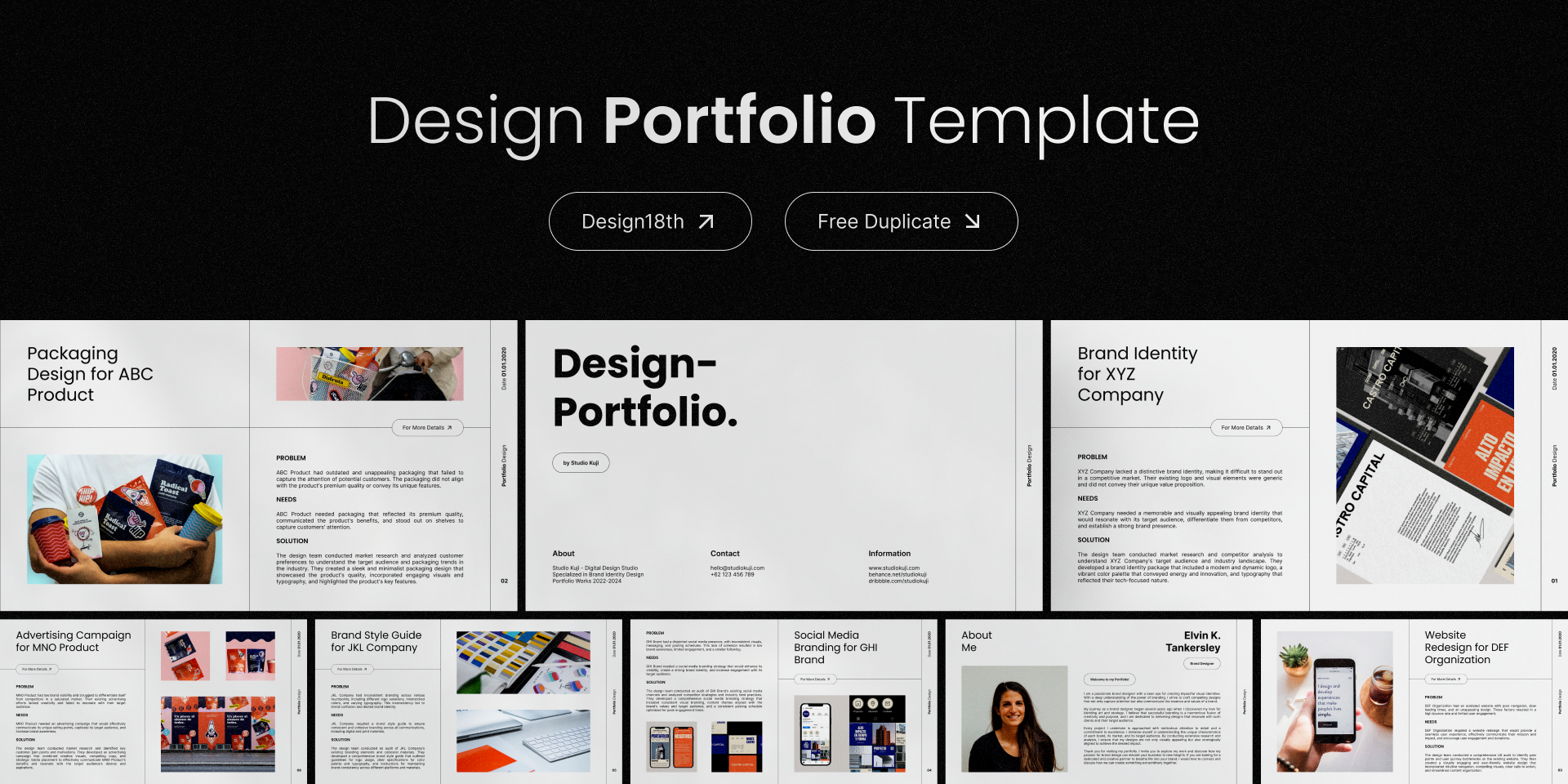 Portfolio Template brand design figma free portfolio presentation presentation design template