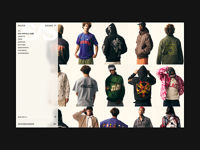 Palace S/S 2023 Collection Overview art direction clothing interaction design interface juszczyk palace skateboarding skateboards streetwear webdesign
