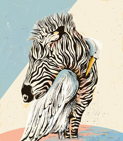 Zebra/Bird design digital illustration graphic design illustration poster design