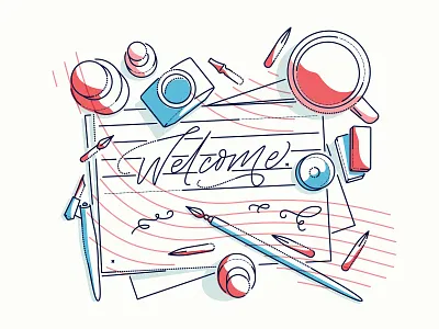 Learning new skills calligraphy drawing editorial habits icon illustration ink lettering lines minimal pen skills thumbprint ui ux