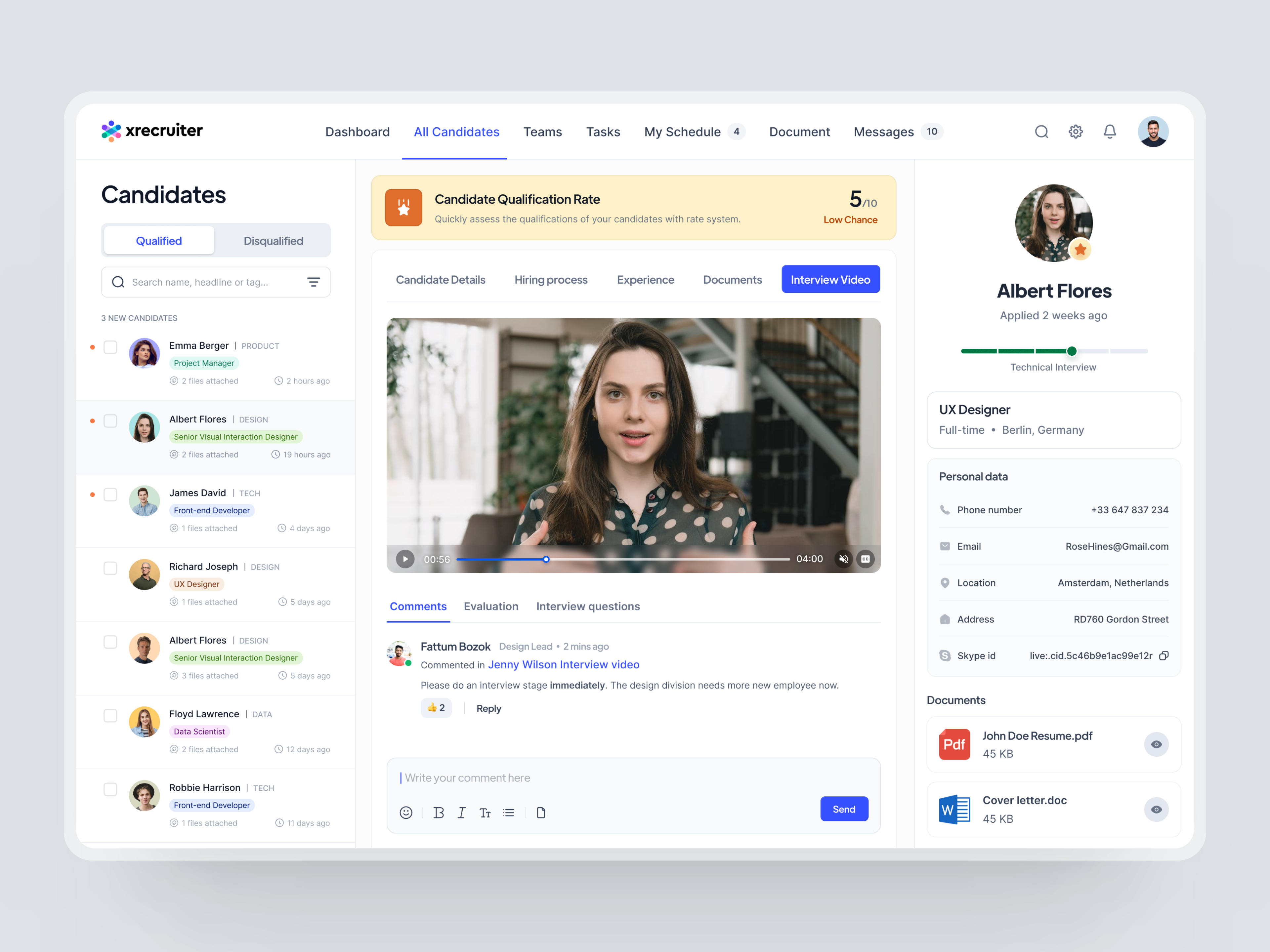 Interview Video - Xrecruiter business candidate candidate detail clean ui employee engagement employee relations hr hr management human resource performance management productivity qualify recruitment saas talent management team team building team management teamwork workplace