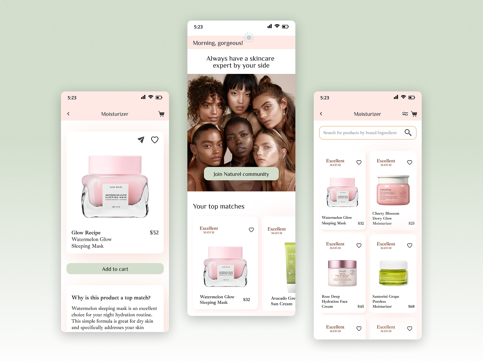 Naturel - Skin Care mobile app by Behnaz Khaleghi on Dribbble