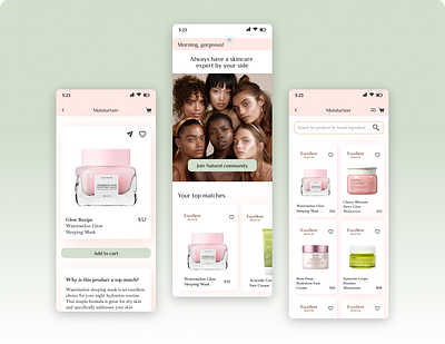 Naturel - Skin Care mobile app app branding colors cosmetics design e commerce lifestyle skin products skincare ui ux