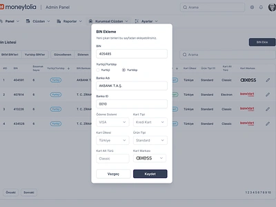 POS Admin Panel BIN Addition Form fintech form input pos ui ux