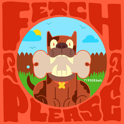 Let's Play Fetch, Please! animals character design design illustration lettering typography vector