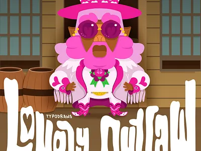 The Lovely Outlaw character design cowboy design illustration lettering outlaw saloon typography vector