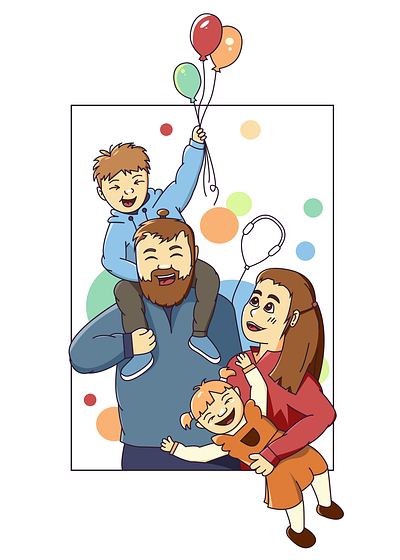Family cartoon character illustration inkscape vector