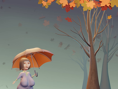 Autumn Rain 3d 3dmodel autumn blender3d falling leafs leafs rain