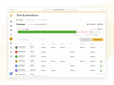 Paie - Payroll Time & Attendance setup attendance compliance dashboard design employee expenses fintech hr management payroll product reimbursement saas salary time timesheet tracking ui ux workforce