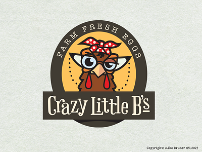 Crazy Little Bs EGGS_V-3 badge branding chicken designwisely eggs farm illustration logo design mike bruner retro