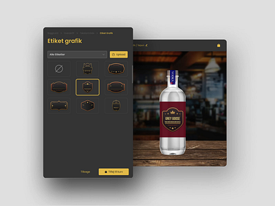 Bottle Label Configurator - Custom Spirit app configurator design illustration logo ui ux website