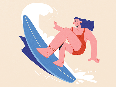 Surfer girl adobe illustrator aloha board character dribbble girl illustration ocean sea surfer surfing tropic vector wave