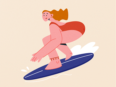 Surf lesson adobe illustrator board character dribbble girl hear illustration lesson ocean red sea sun surf surfboard surfing tropic vector wave