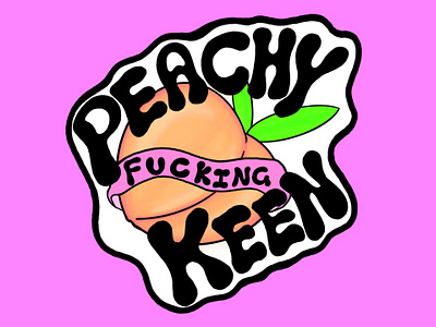 Peachy Keen 90s nostalgia digital drawing food art illustration jawbreaker logo lowbrow lowbrow art movie art neon colours peach peach keen pop surreal popart