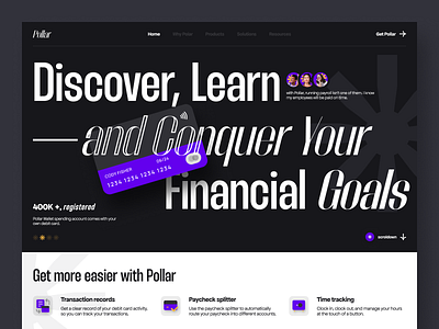 Pollar - Digital Banking Landing Page app mobile bank card bank digital banking banking app clean design finance finance app fintech landing page landingpage ui design ui ux web design website