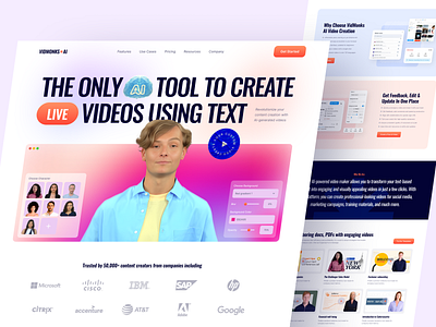 AI Video Creation Platform Landing Page ai ai assistant ai generator ai tool ai video creation ai video creation platform ai video creator app ui artificial intellifence best dribbble shot 2023 design landing page product design trend ui ui design user interface web design website design