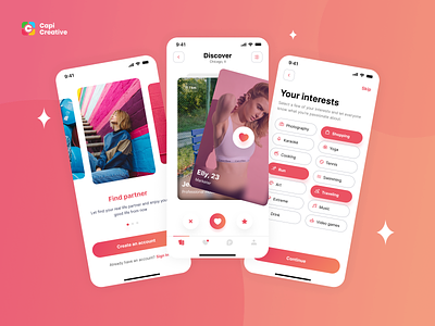 Dating App - Mobile App UI Design Concept app dating app design mobile mobile app mobile app design onboarding pages tinder tinder like app ui ui design