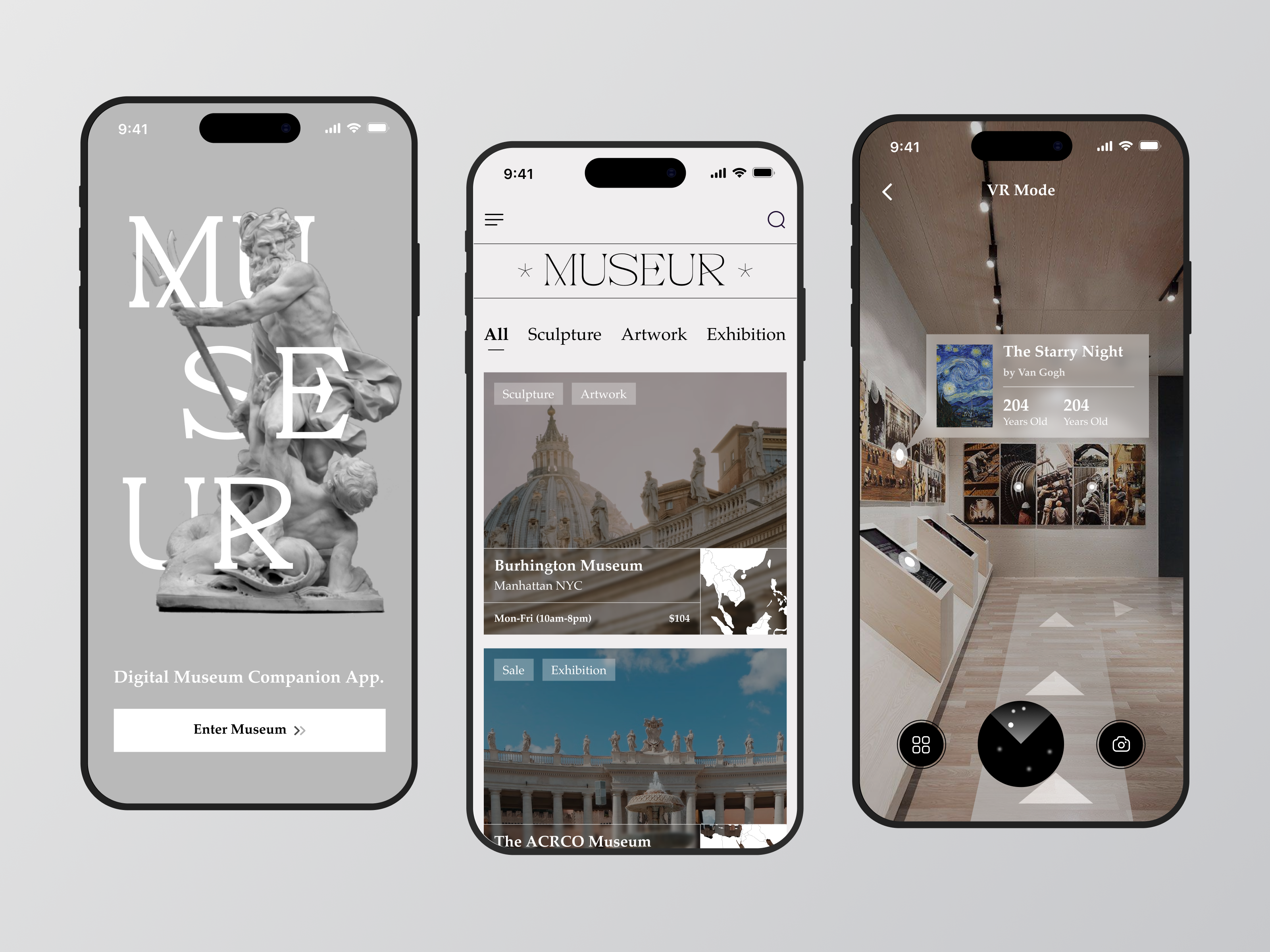 Museur - Museum Mobile App ancient art artist culture exhibition flutter gallery heritage historical history inspiration louvre minimal mobile mobile design museum sculpture statue ui design ui ux