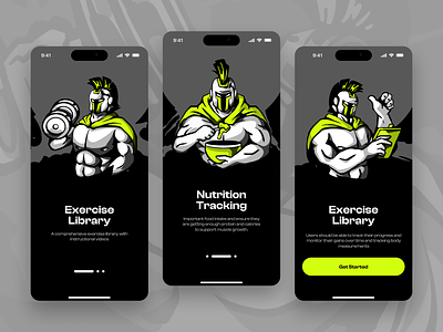 Spartafit Onboarding Illustration 💪 branding character fitness greece gym healthy illustration mobile mobile app muscle olympic onboarding personal trainer spartan sport training treadmill ui wellness workout