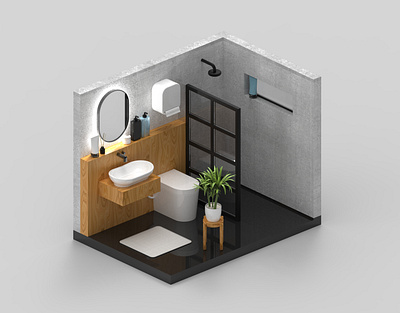 Minimalis Bathroom 3d design design isometric