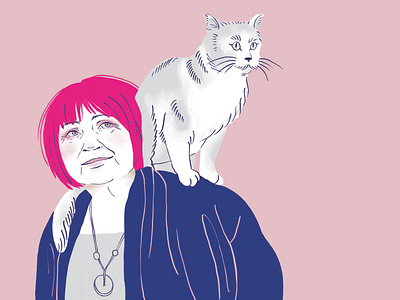 Agnès Varda cat editorial feminist illustration portrait woman