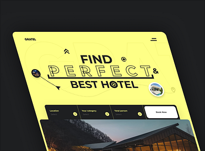 Gratel hotel landing page animation find a best hotel find hotel graphic design hotel room reservation hotel website logo mockup designs new design template design