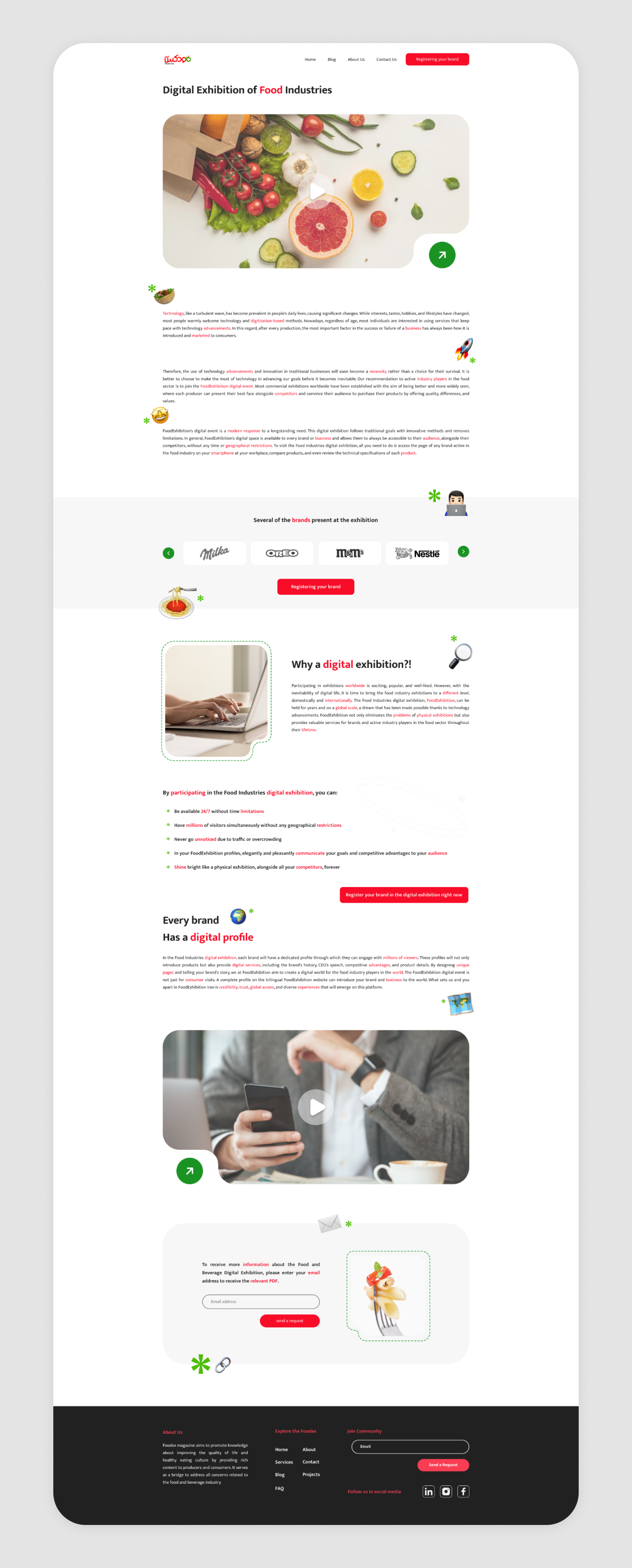 Digital Exhibition Landing Page branding dark darkmode figma foodindusty heroshot illustration la landinpage lightmode ui ux