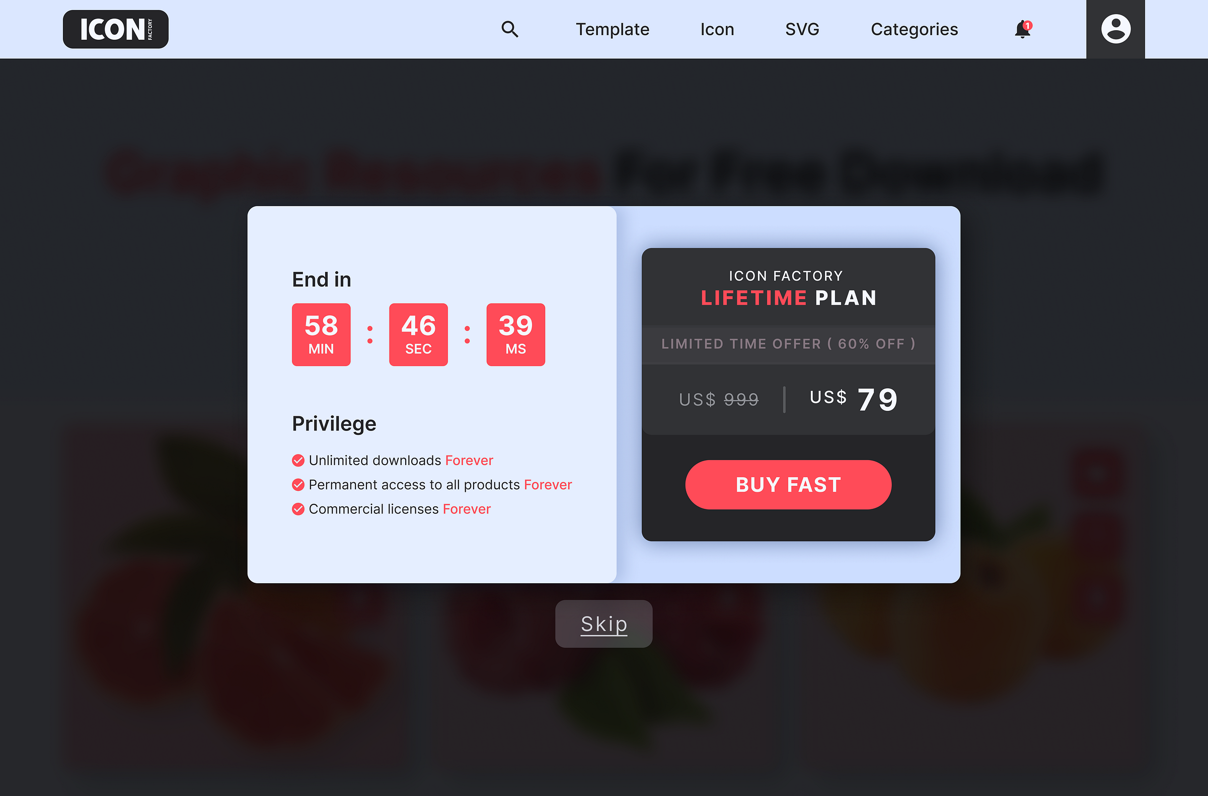 Pop-Up Overlay UI Design - Vector Download Website #popupoverlay by ...