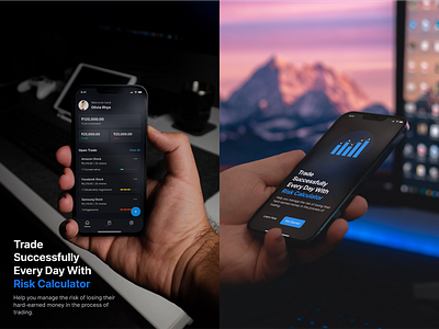 Risk Calculator Mobile App Design branding creative graphic design graphicdesign mobile app modern stock trading ui userexperience ux webdesigner