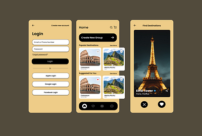 Travel App app app design design figma travel typography ui ux