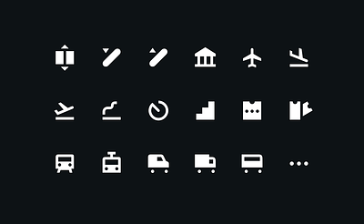 The places we go… icon pictogram symbol typeface