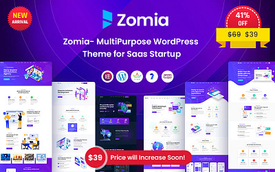 Zomia - Multi-Purpose WordPress Theme for Saas Startup agency app landing app showcase business company consultant crm cyber security digital erp it solution landing page marketing agency multipurpose saas security social media software startup technology