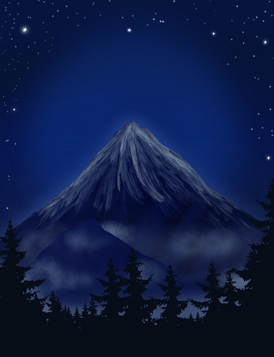 Mount Fuji - Digital Painting in Procreate illustration