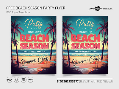 Free Beach Season Party Flyer beach event events flyer flyers free freebie party photoshop print psd template templates