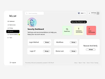 Security Dashboard app branding design illustration ui ux