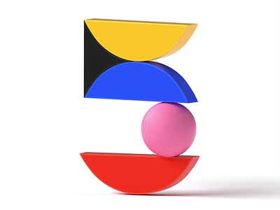 Balance 3D animation 3d 5 abstract animation artsy balance balancing branding colorful five icon letter logo motion number type web3