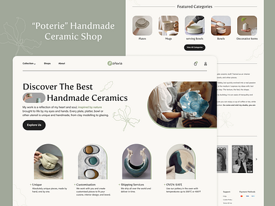 Handmade Ceramic Shop branding categories ceramic ceramic shop design desktop footer handmade landing mug my story plate pottery publication shop ui ui design ux website